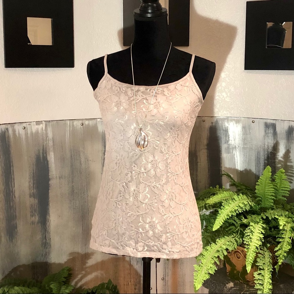 Grey Lace Tank Top Size S (B3)